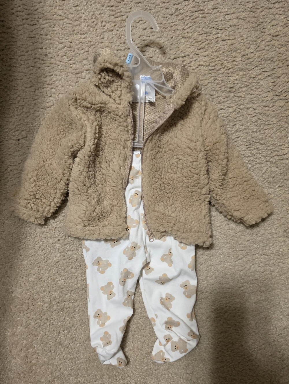Kidgets Beige Teddy Sherpa Hooded Set